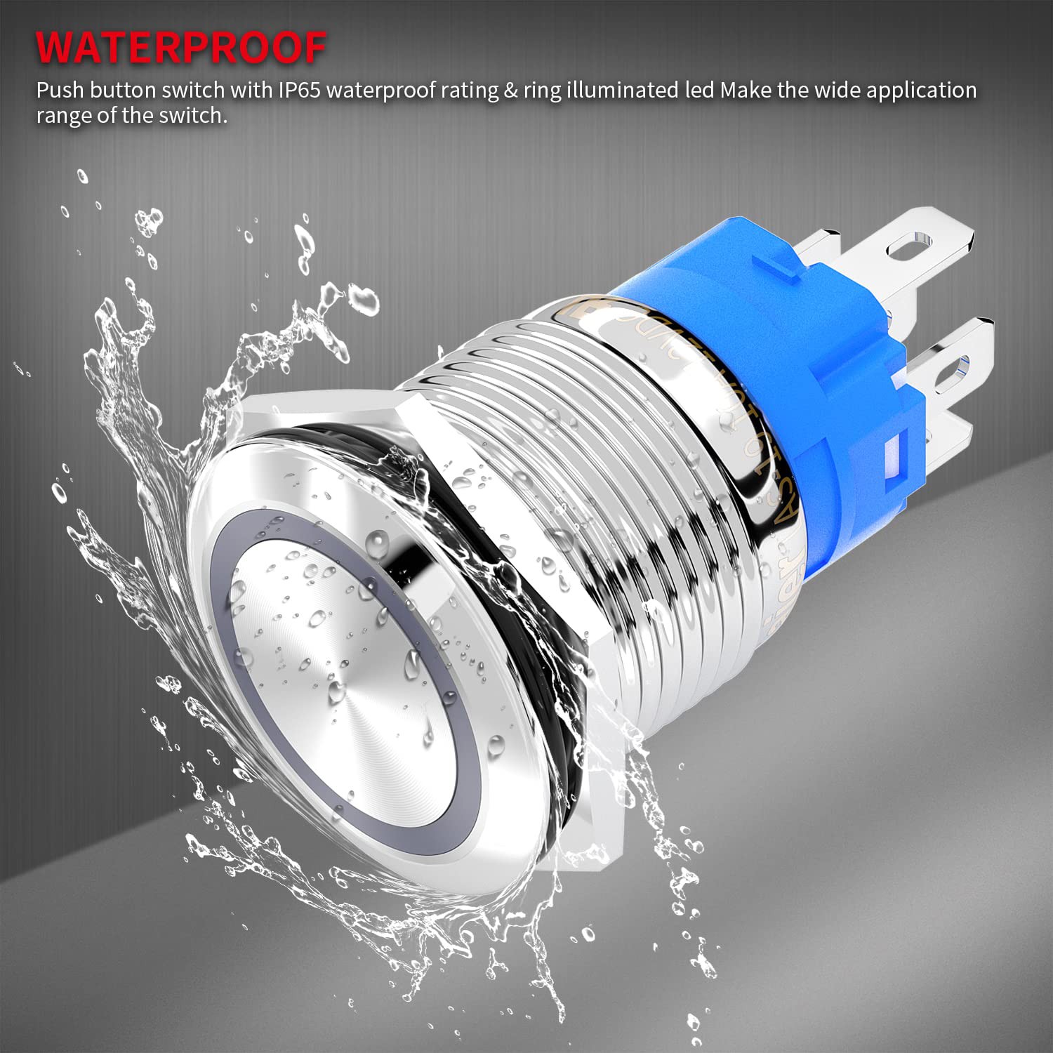 19mm 12V LED ON OFF Latching Push Button Switch Self-Locking Wire Socket Harness