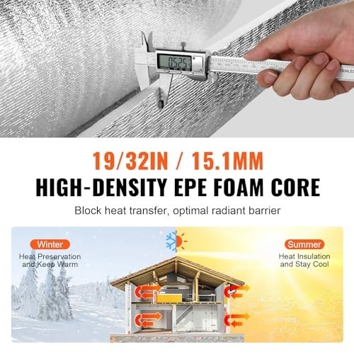Double Reflective Insulation Roll 48 in 25 ft 15.1mm EPE Foam Core Radiant