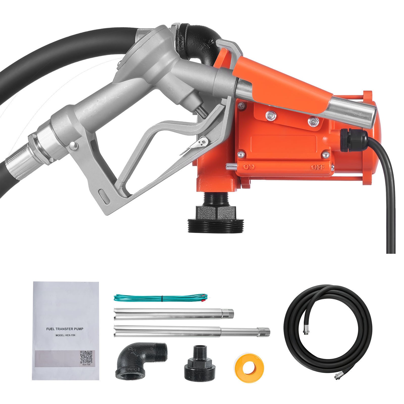 Uimoso 12V DC Fuel Transfer Pump, 15 GPM Diesel and Gasoline Pump with Nozzle