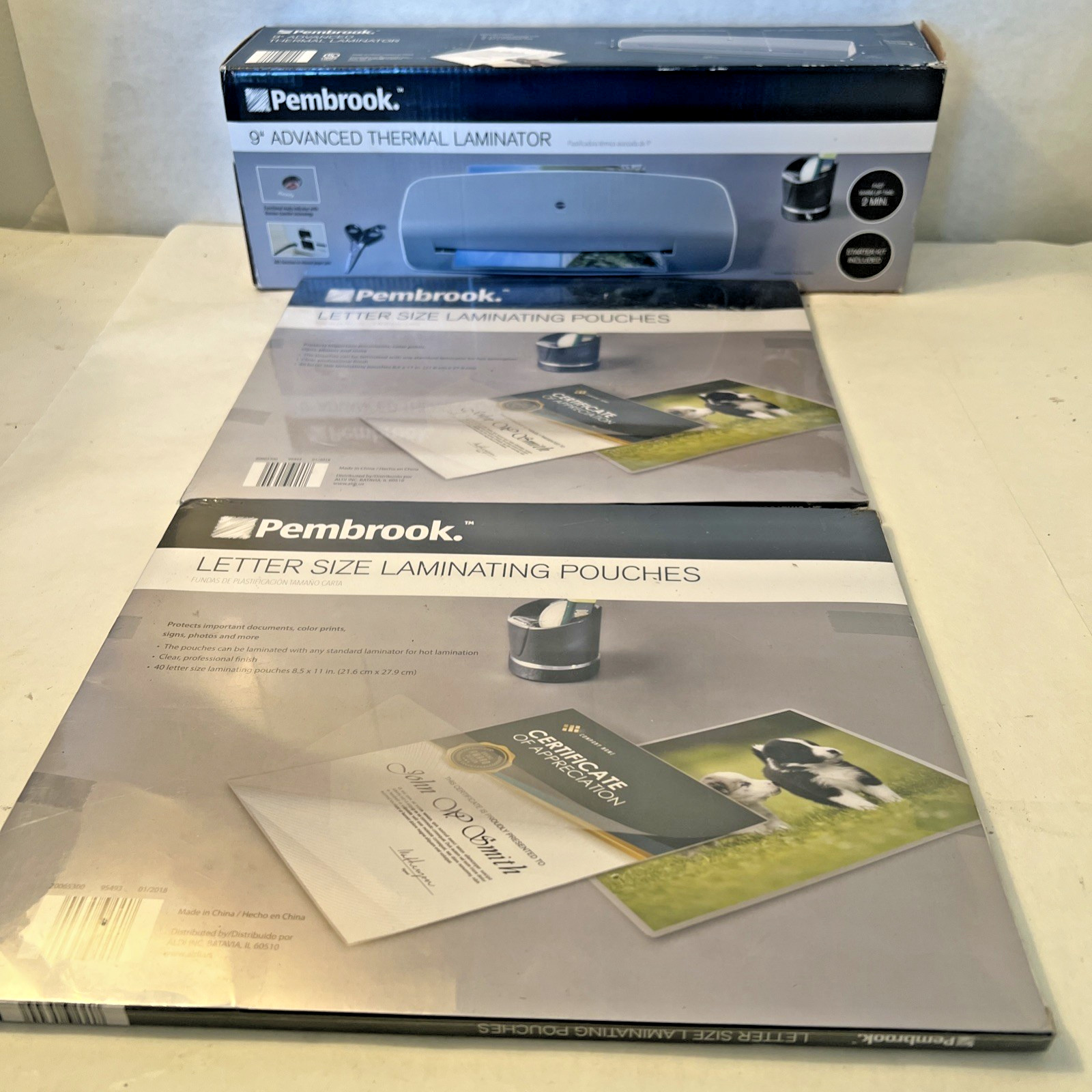 Pembrook 9″ Advanced Thermal Laminator & 2 Pks Letter Laminating Pouches 80 Pc