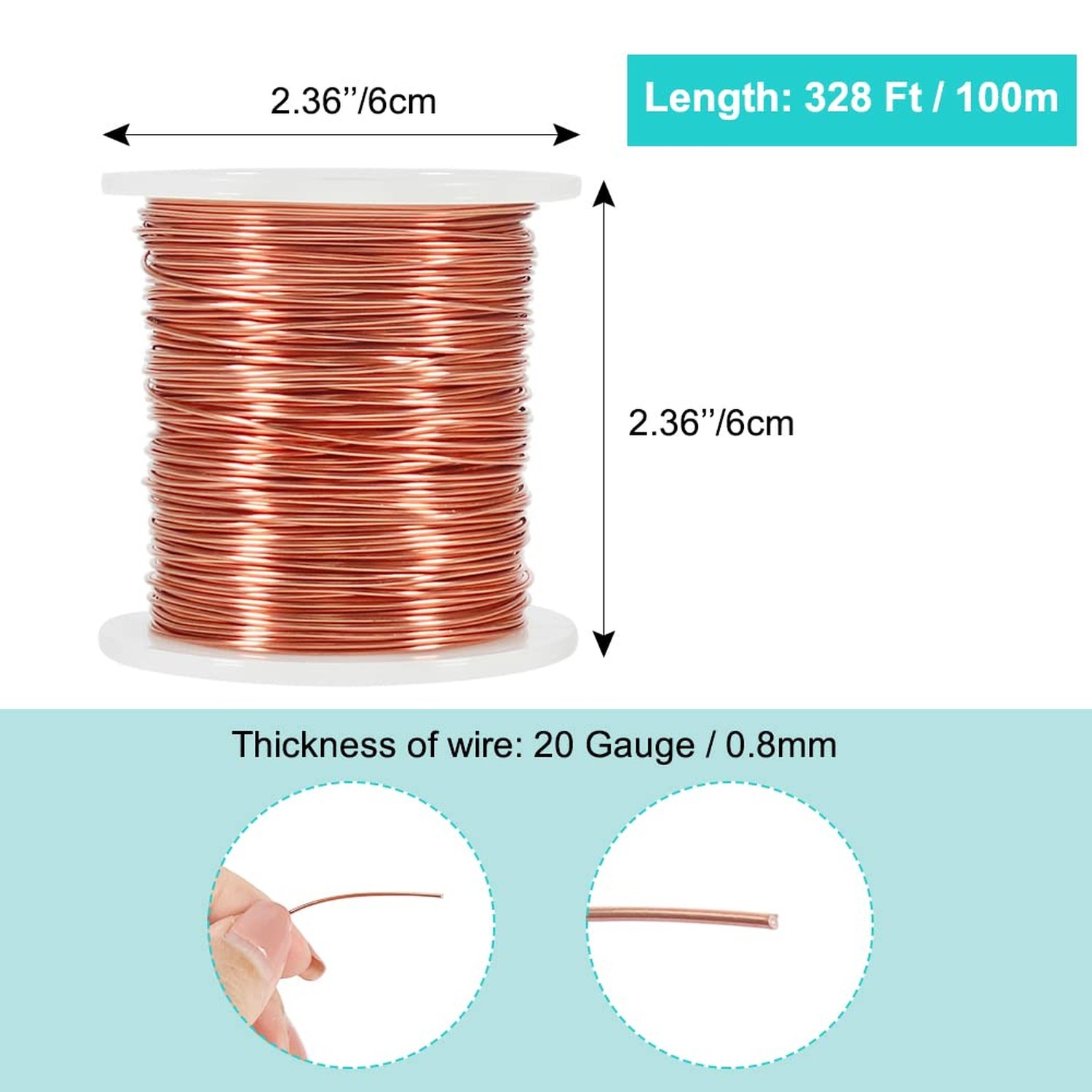 Aluminum Wire, 20 Gauge 328 Feet Bendable Metal Wire with Spool for Craft Jew…