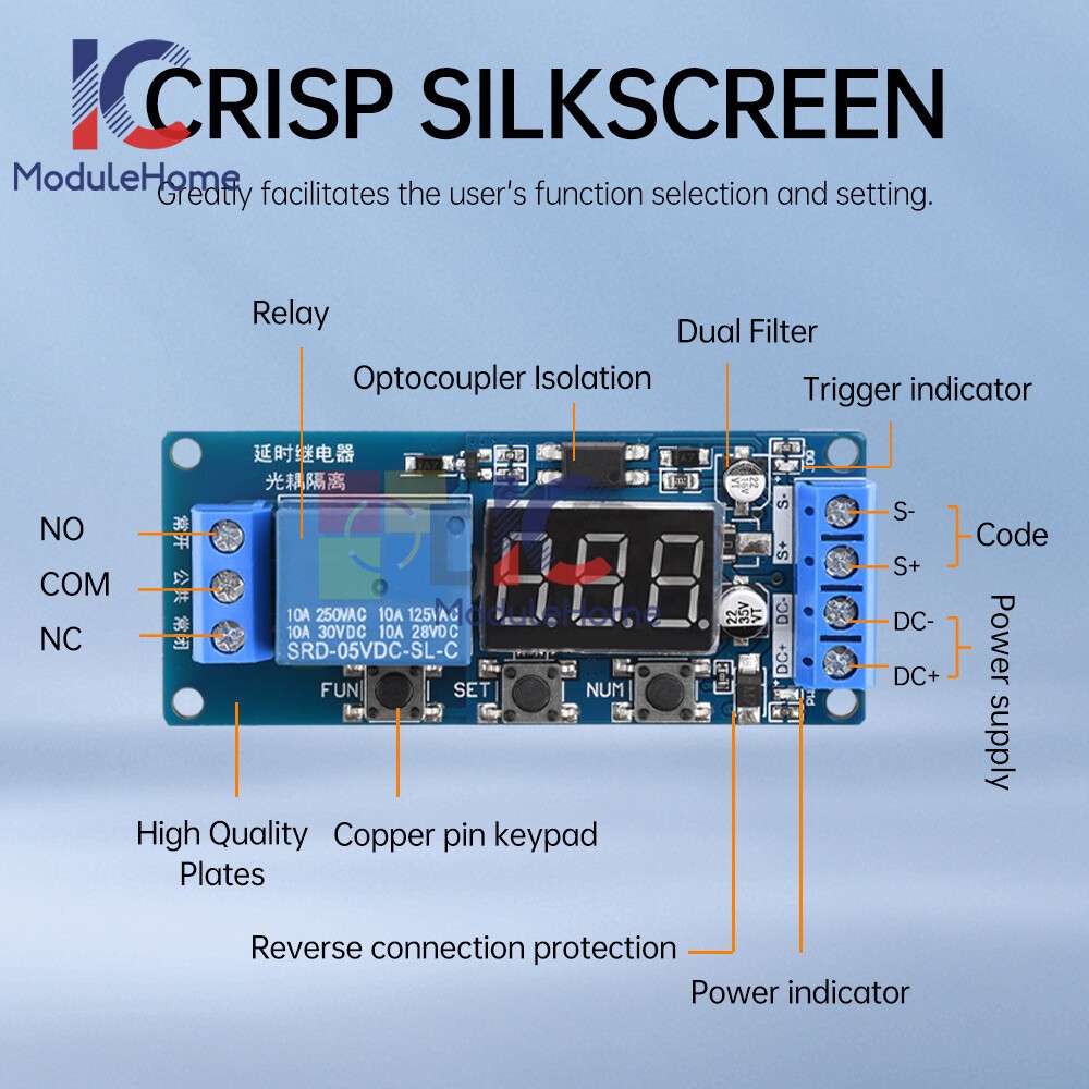 10A Time Relay Module Multi-function Digital Display Delay Start Relay Module