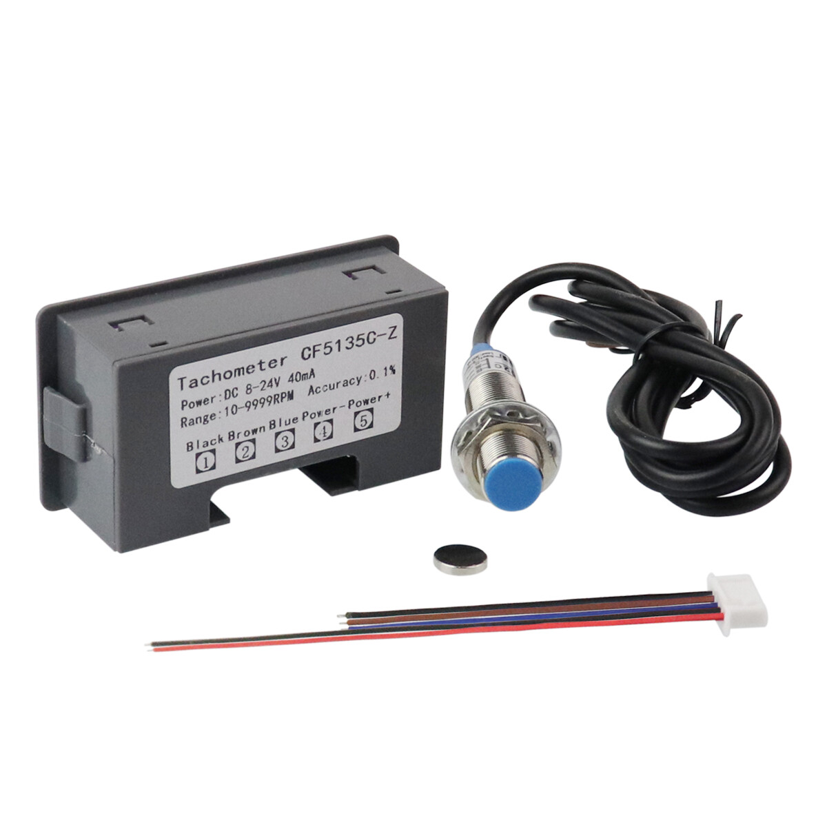 Digital LED Hall Tachometer DC 8-24V Motor Speed Tester Panel Meter 10-9999RPM