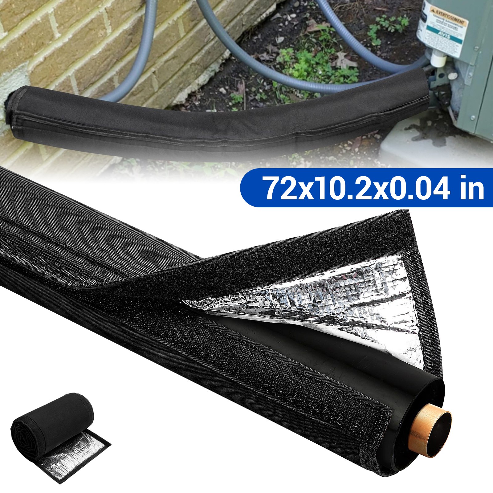 72″ HVAC Copper Pipe Insulation, 3 Layer Outdoor AC Line Insulation Freeze Proof