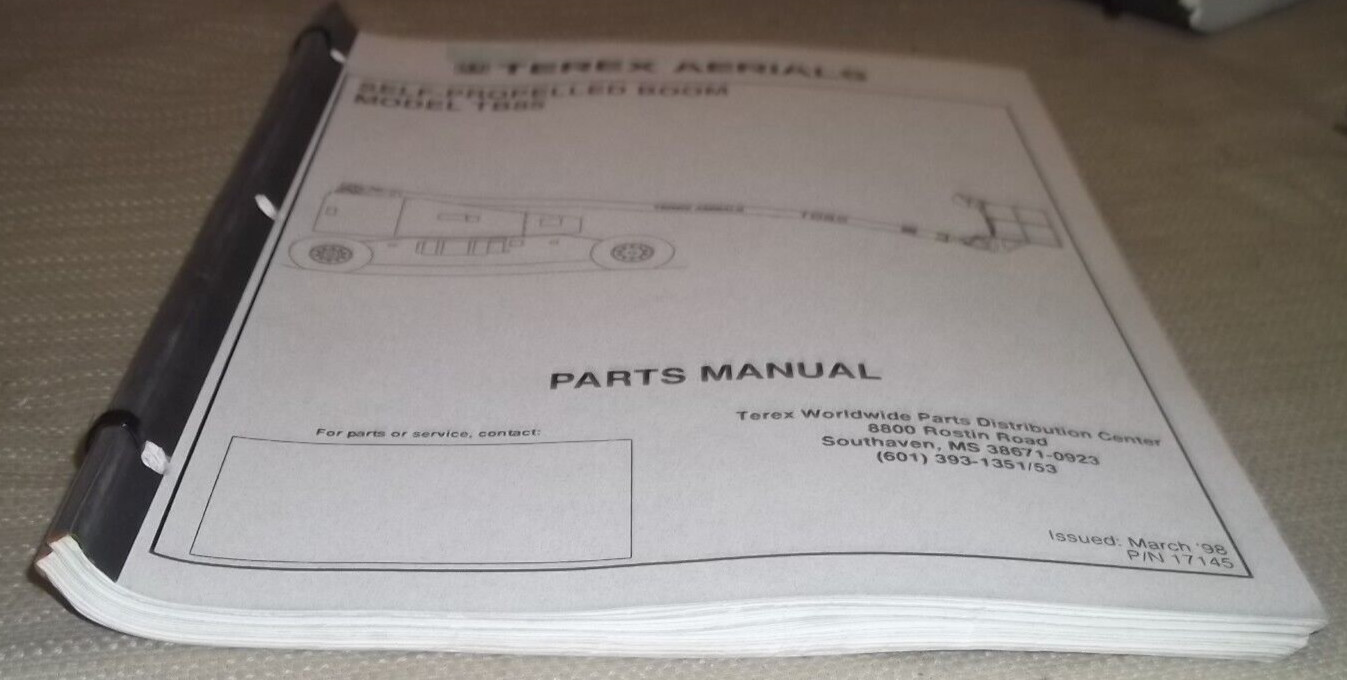 TEREX TB85 BOOM LIFT PARTS MANUAL BOOK CATALOG