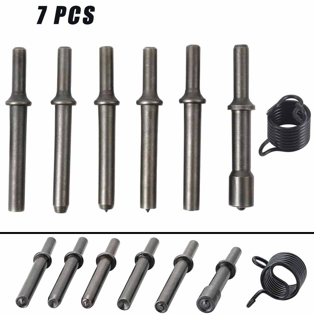 7PCS Air Rivet Hammer Tools Kit Heavy Duty Pneumatic Air Hammer Chisel Tool
