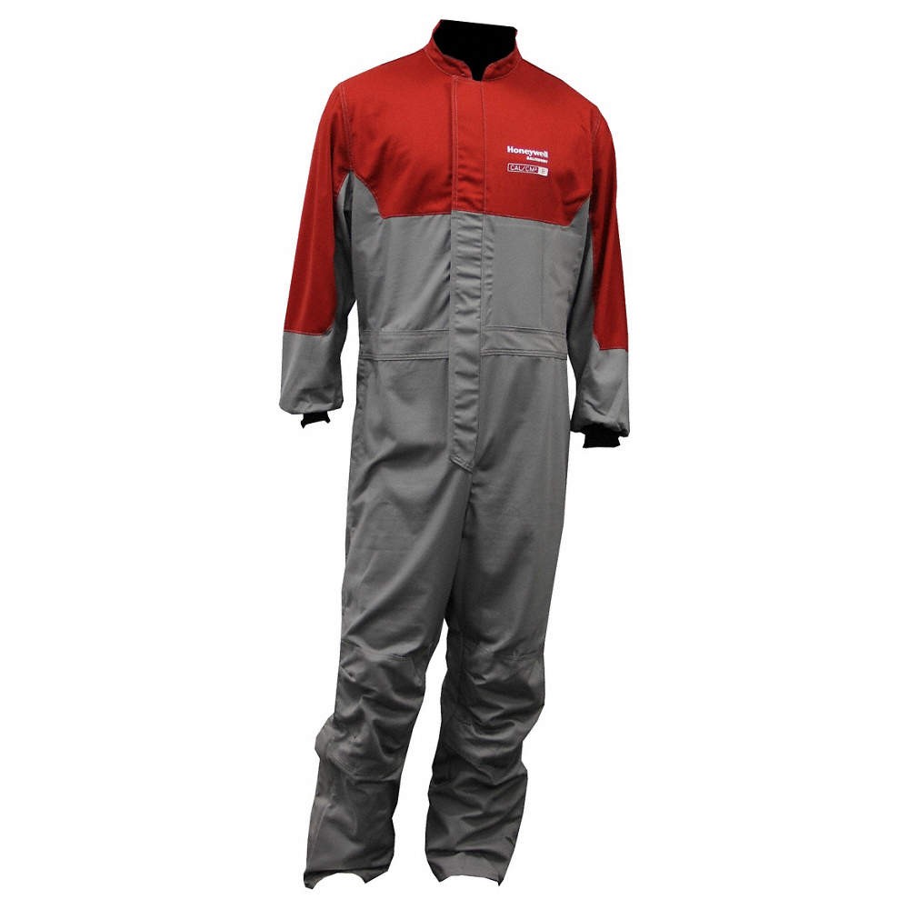 HONEYWELL SALISBURY ACCA8RGM Coverall,M,Cotton/Nylon,Gray/Red 56PH29