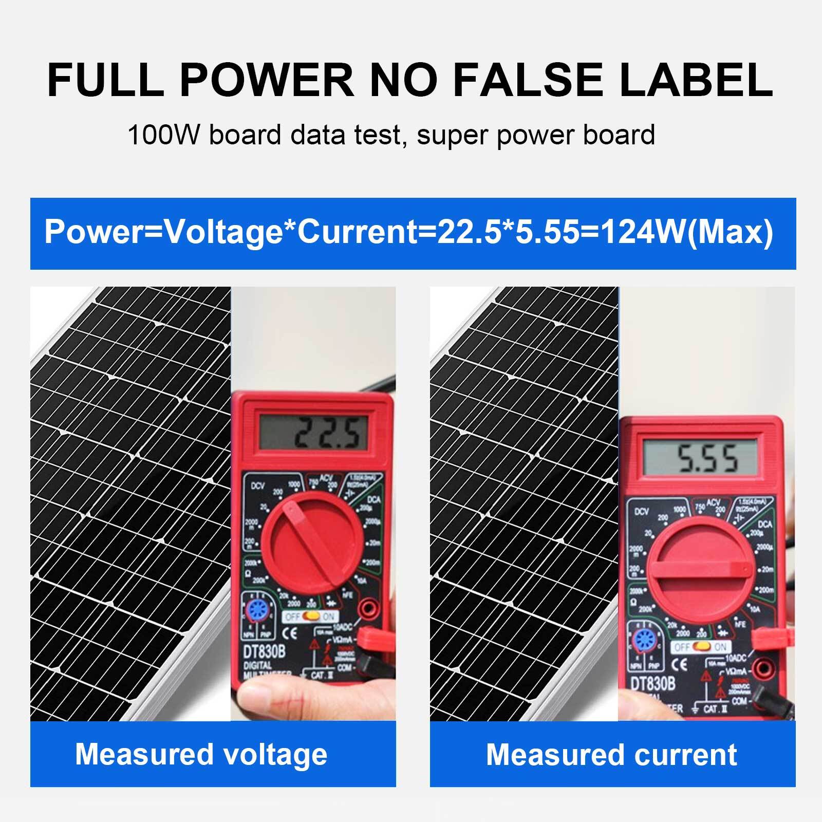 100 Watt 12V 23% High Efficiency Mono Solar Panel PV Module for Marine Caravan