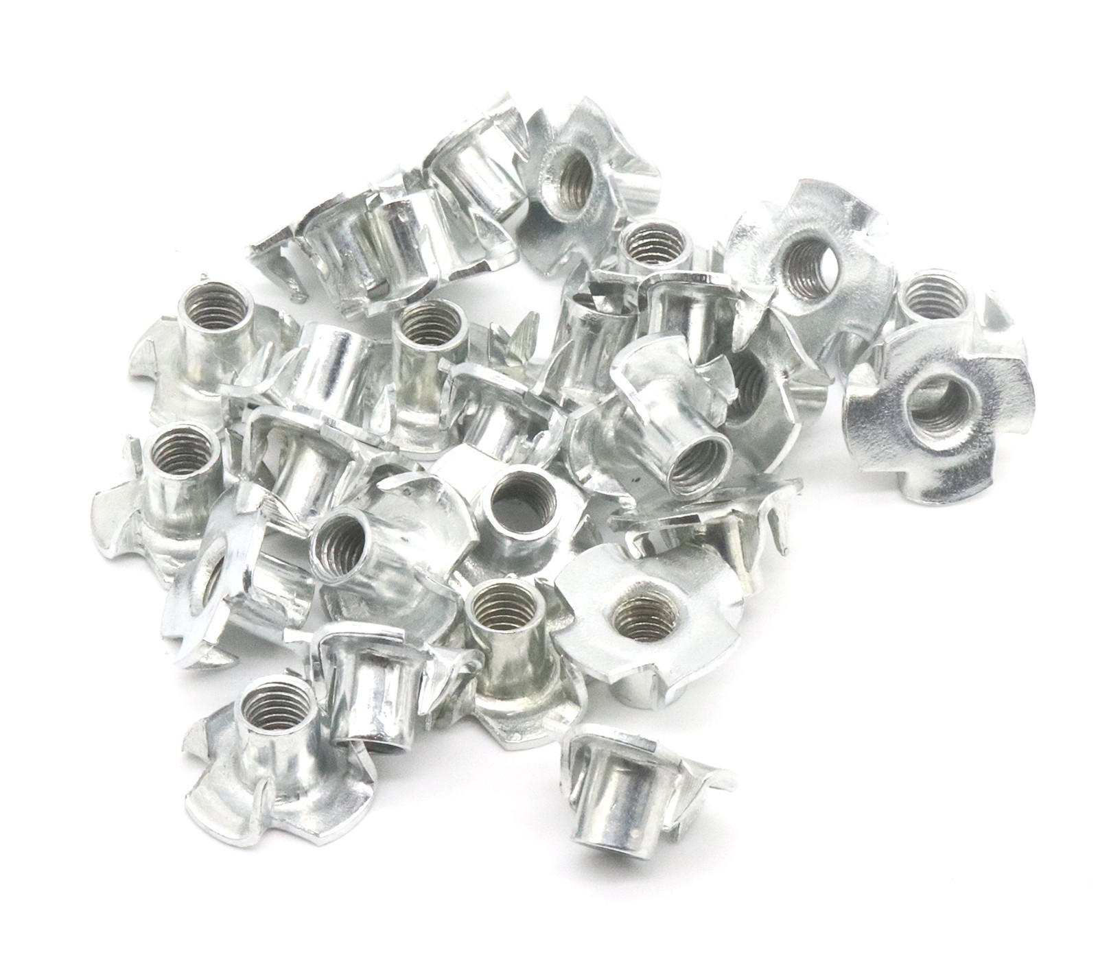 binifiMux M8 4 Pronged Tee Nut TNuts w/Zinc Plated,Carbon Steel, Pack of 50