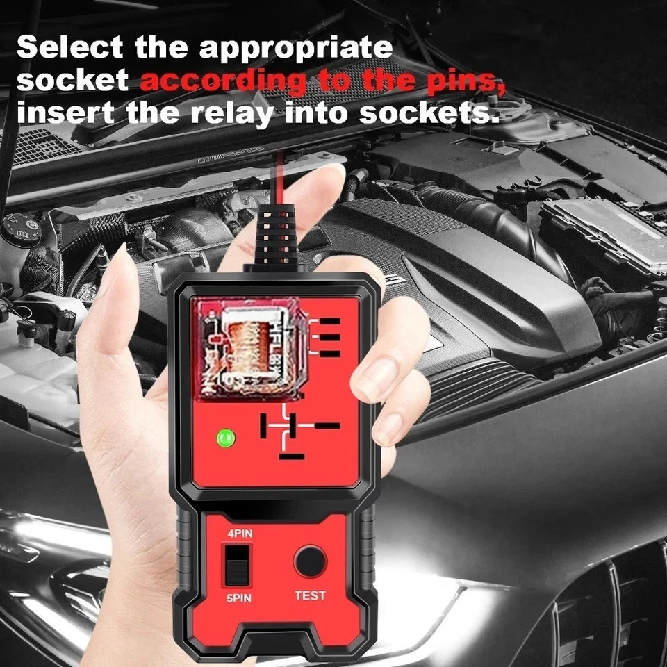 12V Automotive Relay Tester 4/5 Pin Car Relay Diagnostic Tool LED Indicator