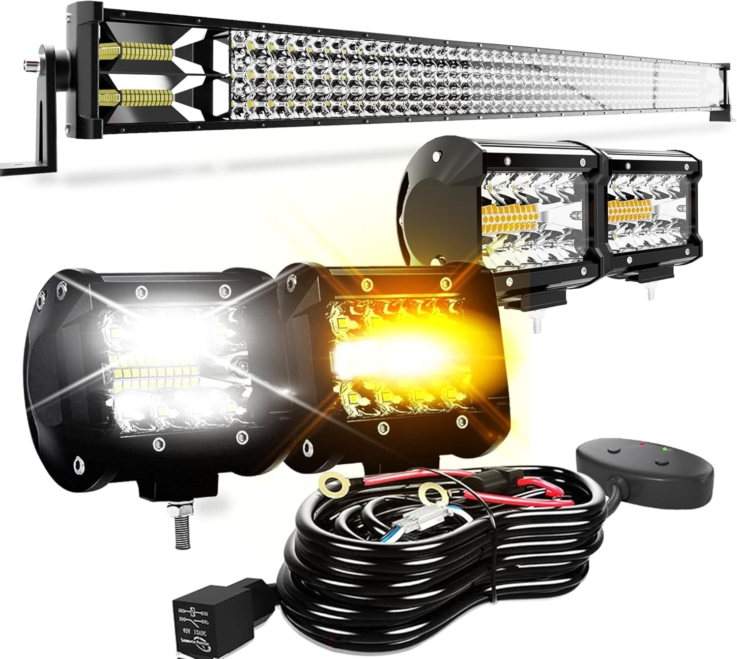 Off-Road Lighting Combo: 52″ LED Light Bar & 4 Pod Light Set