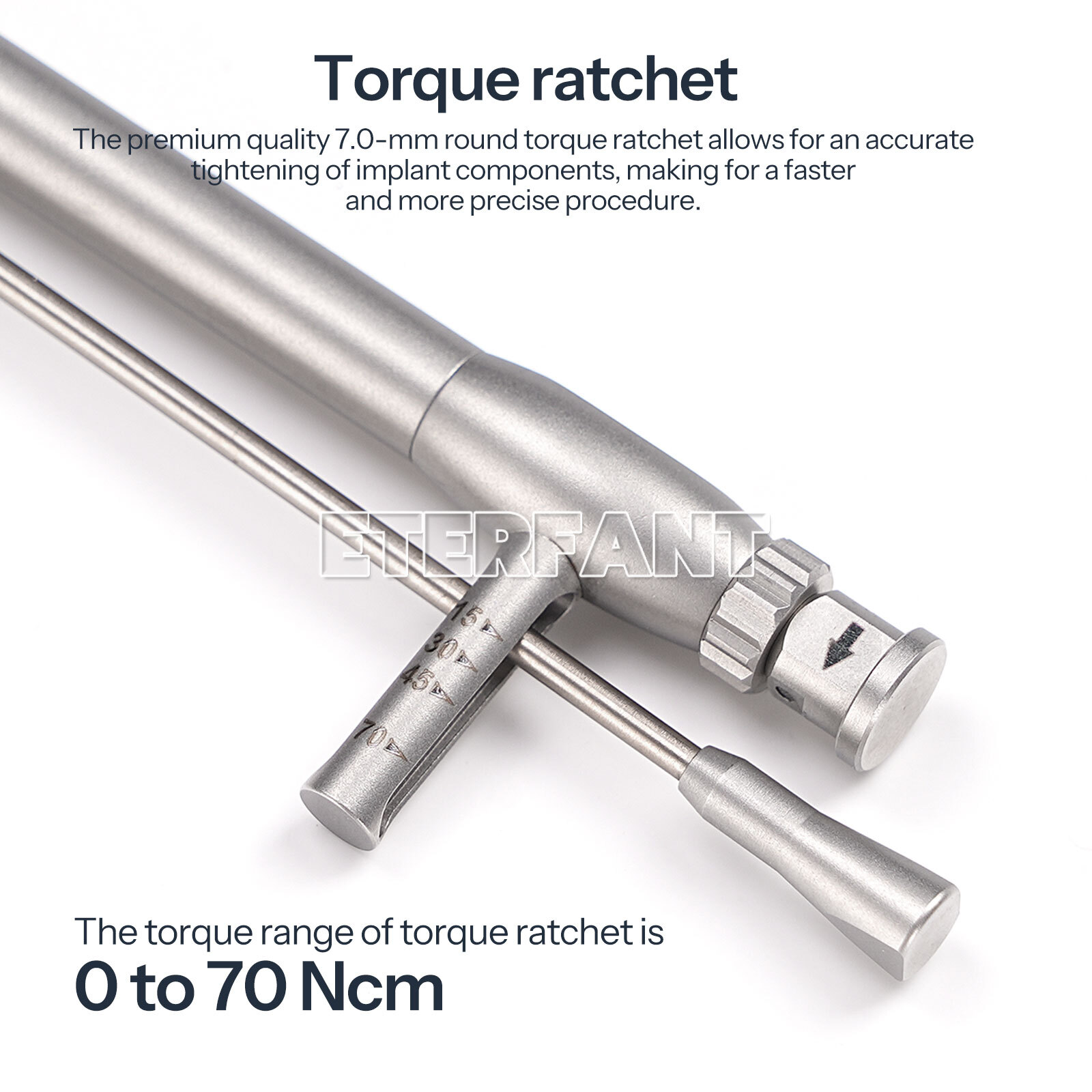 ENTERFANT Dental Implant Torque Wrench Ratchet Stainless Steel Universal 0-70Ncm