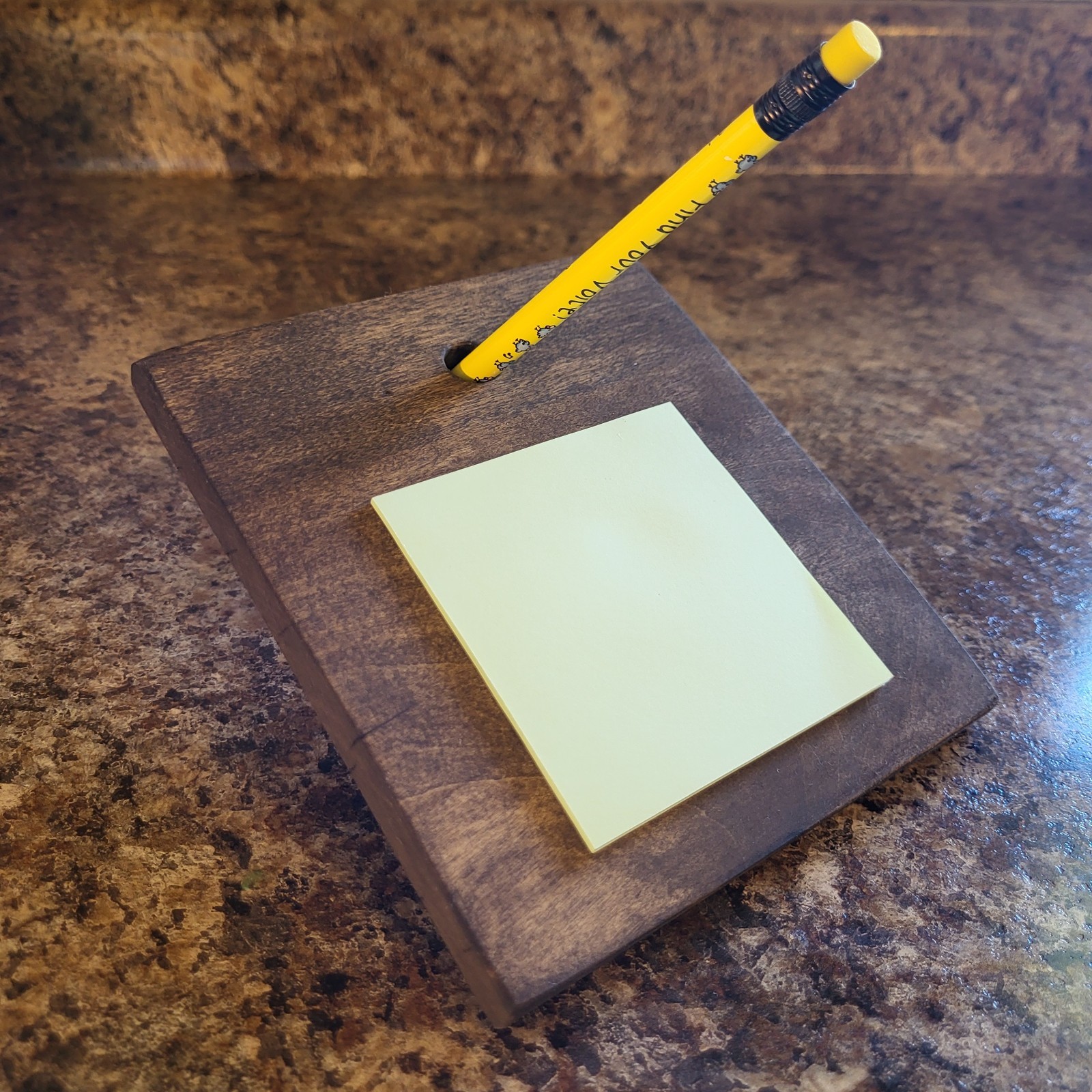 Handmade Reclaimed Wooden Sticky Note Holder –Espresso Finish – Rustic Reminder