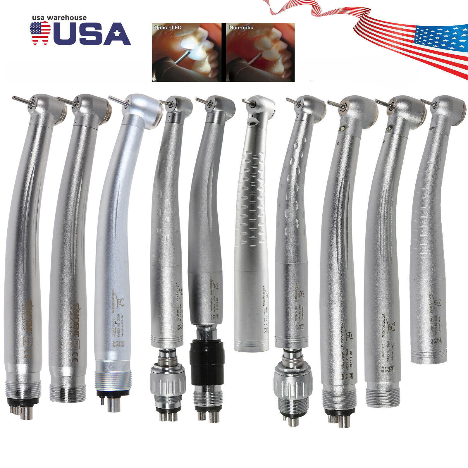 Dental High Speed/LED Fiber Optic/E-generator Handpiece 2/4/6H Coupler F/ NSK to