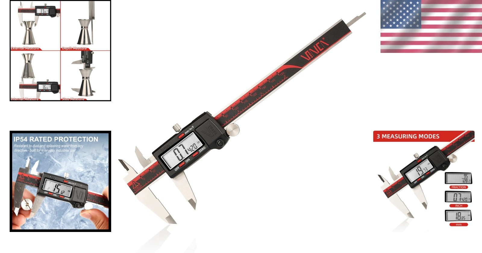 Extra-Large LCD Digital Caliper with Fraction Conversion – Sturdy & Accurate