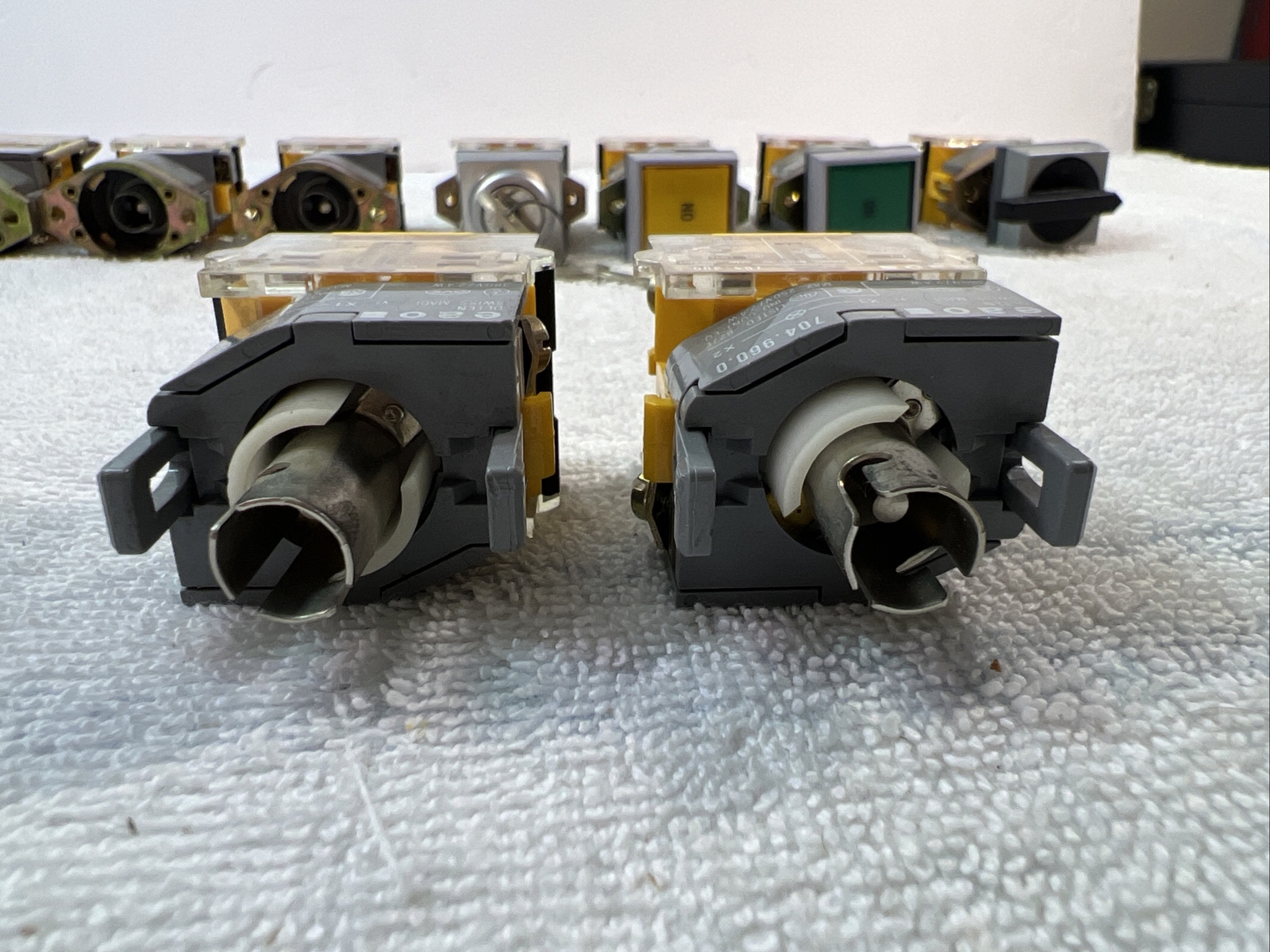 Mixed Lot EAO series 704 luminated Pushbuttons, Contact Blocks