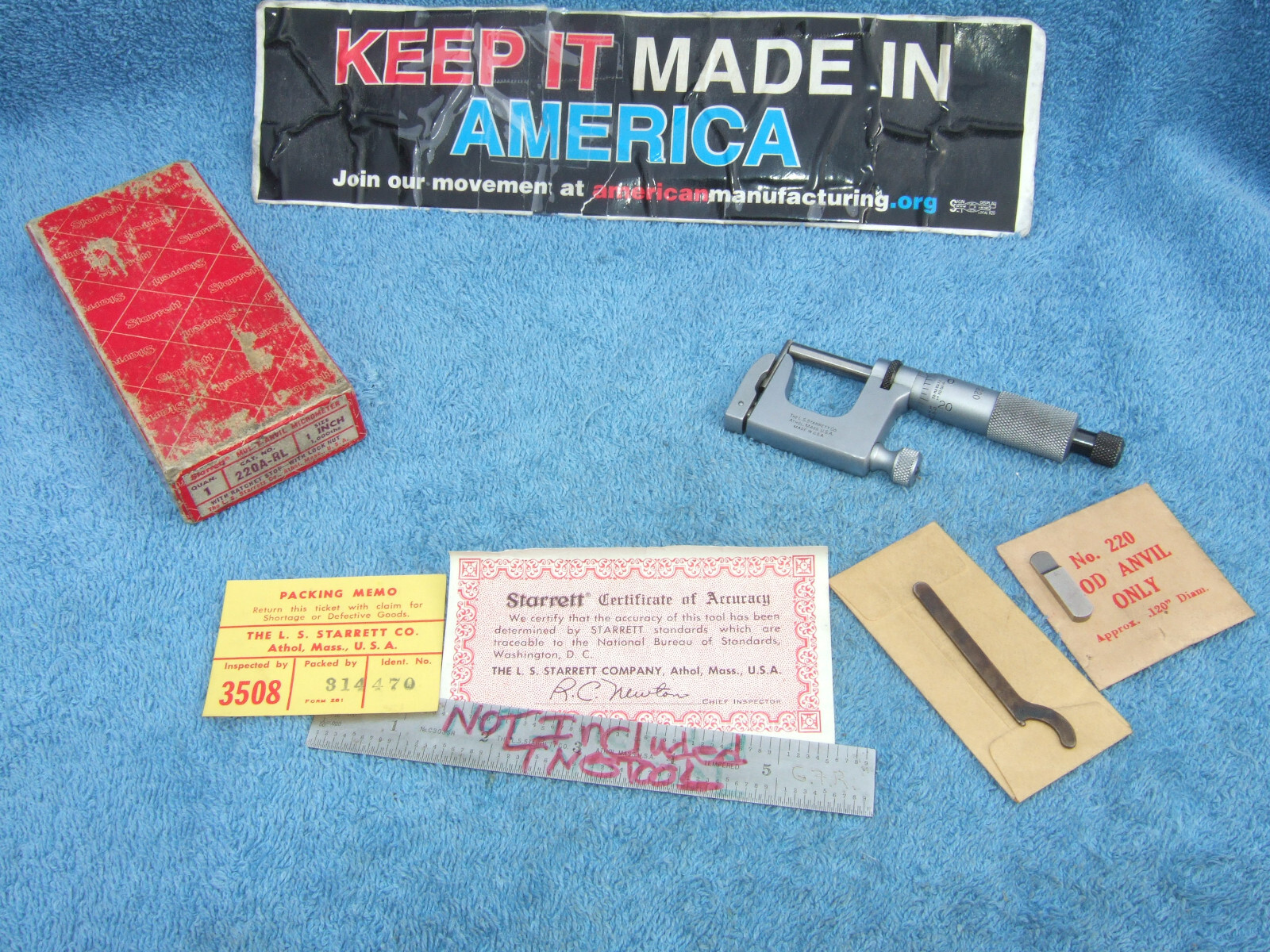 STARRETT No.220 MUL-T-ANVIL MICROMETER 0-1” 001″ No 220A-RL MACHINIST TOOLMAKER
