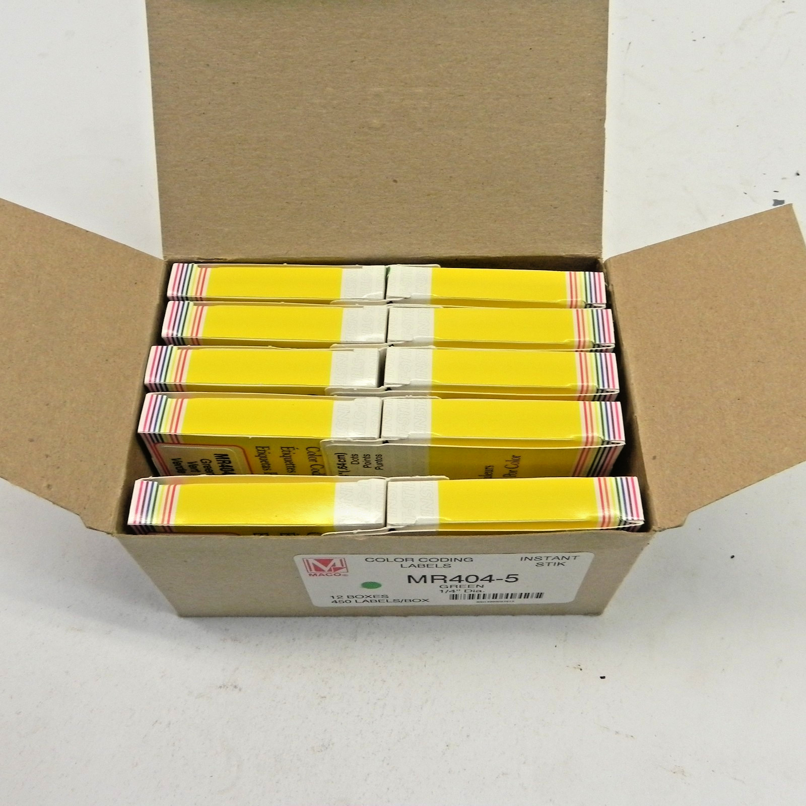 COLOR CODING LABELING DOTS GREEN CASE OF 10 BOXES 450 DOTS PER 1/4″ MR404-5