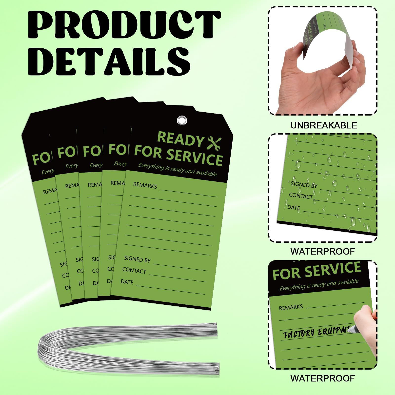 50PCS Ready for Service Tags 3″ x 5 3/4″ Service Repair Tags with Wire Servic…