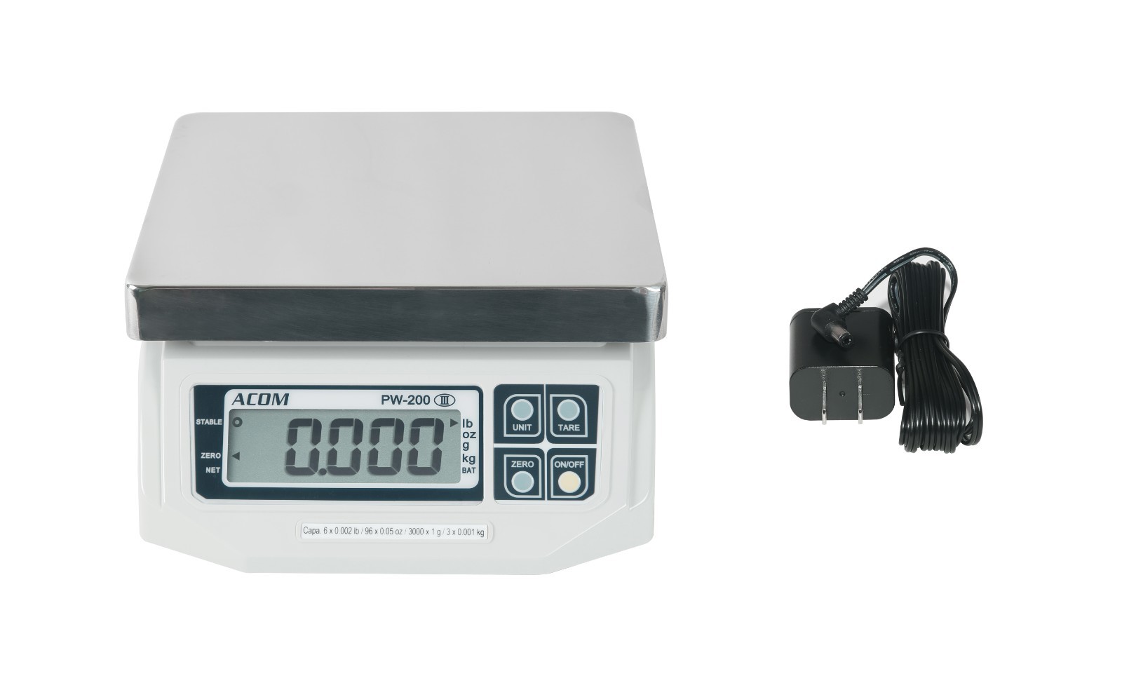 ACOM PW-200 Portion Control Scale, Single Display 60lb x 0.02lb, Legal for Trade