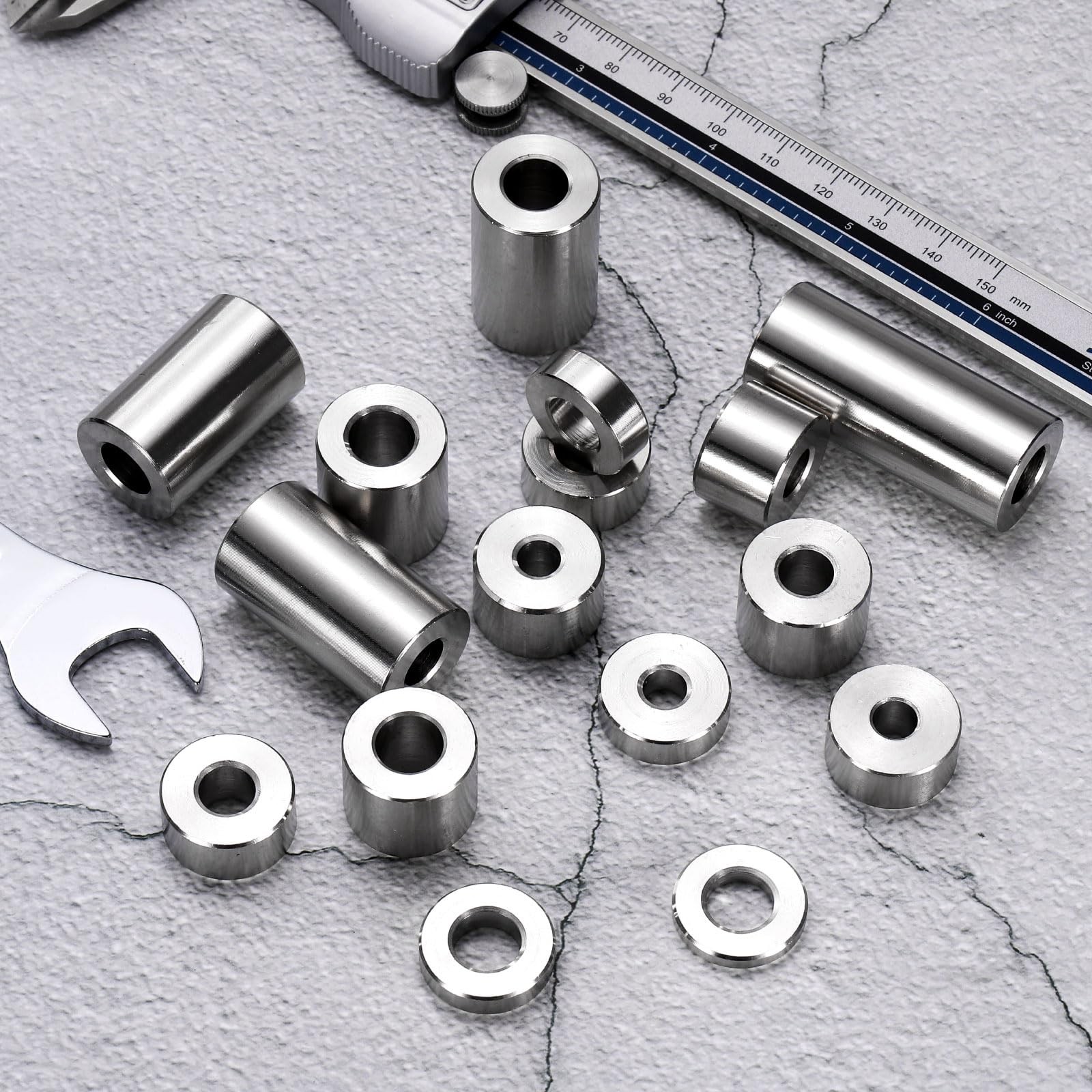 uxcell 2pcs Stainless Steel Spacer 3/8″ 3/8″ID x 3/4″OD x 1″Length, Silver