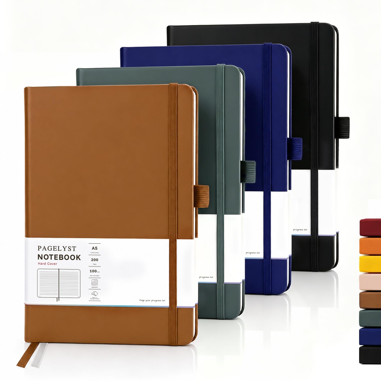 PAGELYST Journal Notebook A5 Lined Classic Color 4 Pack