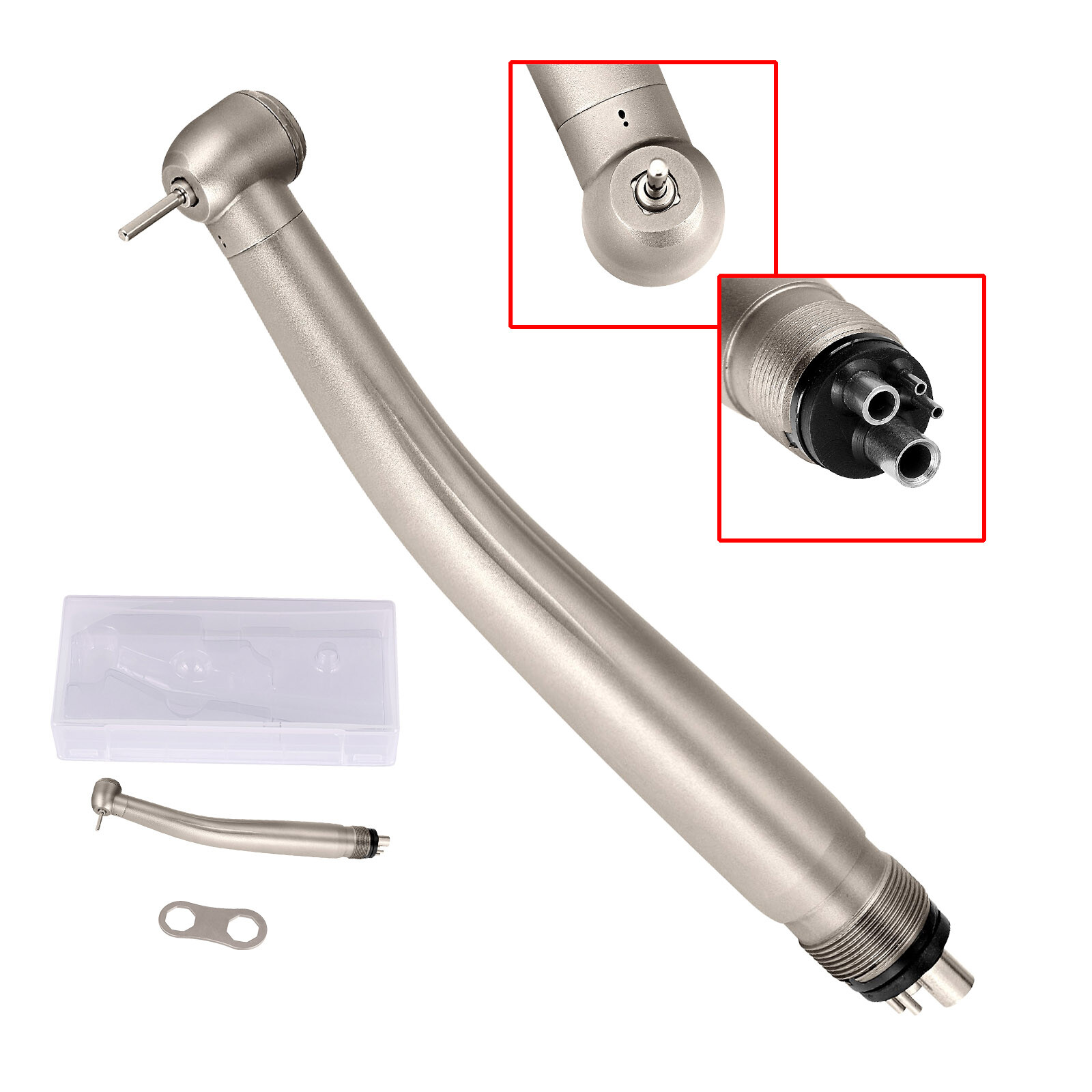 Denta High Speed Handpiece Ceramic Rotor l4 Holes Push Button Single Way Spray