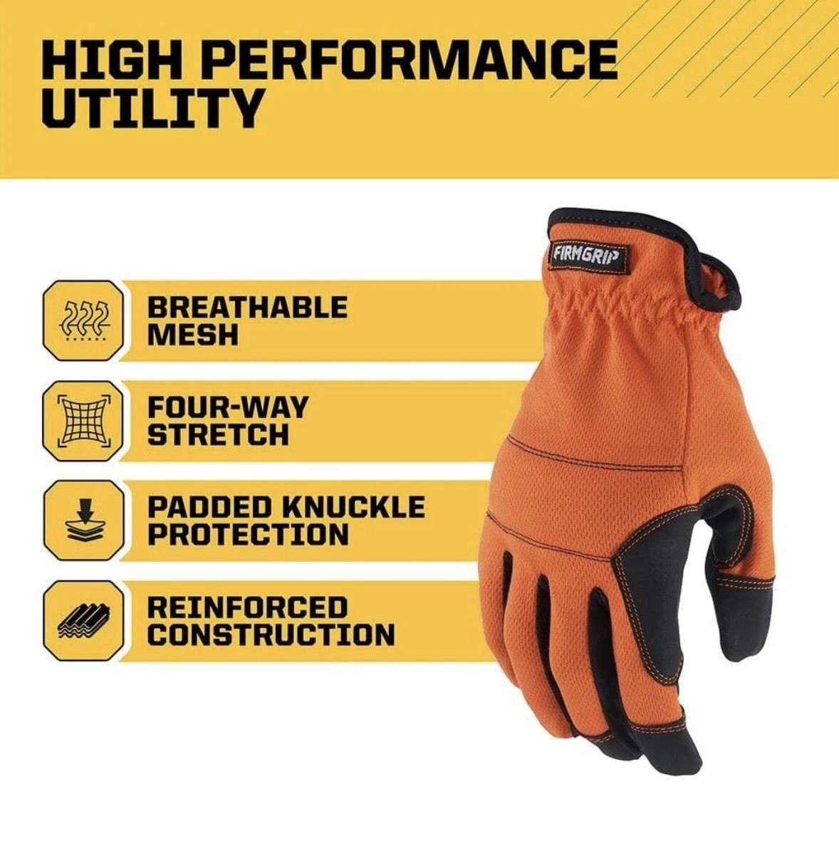 Firm Grip Work Gloves X-Large 3 Pack Utility Safety Durable Padded Knuckles Grip