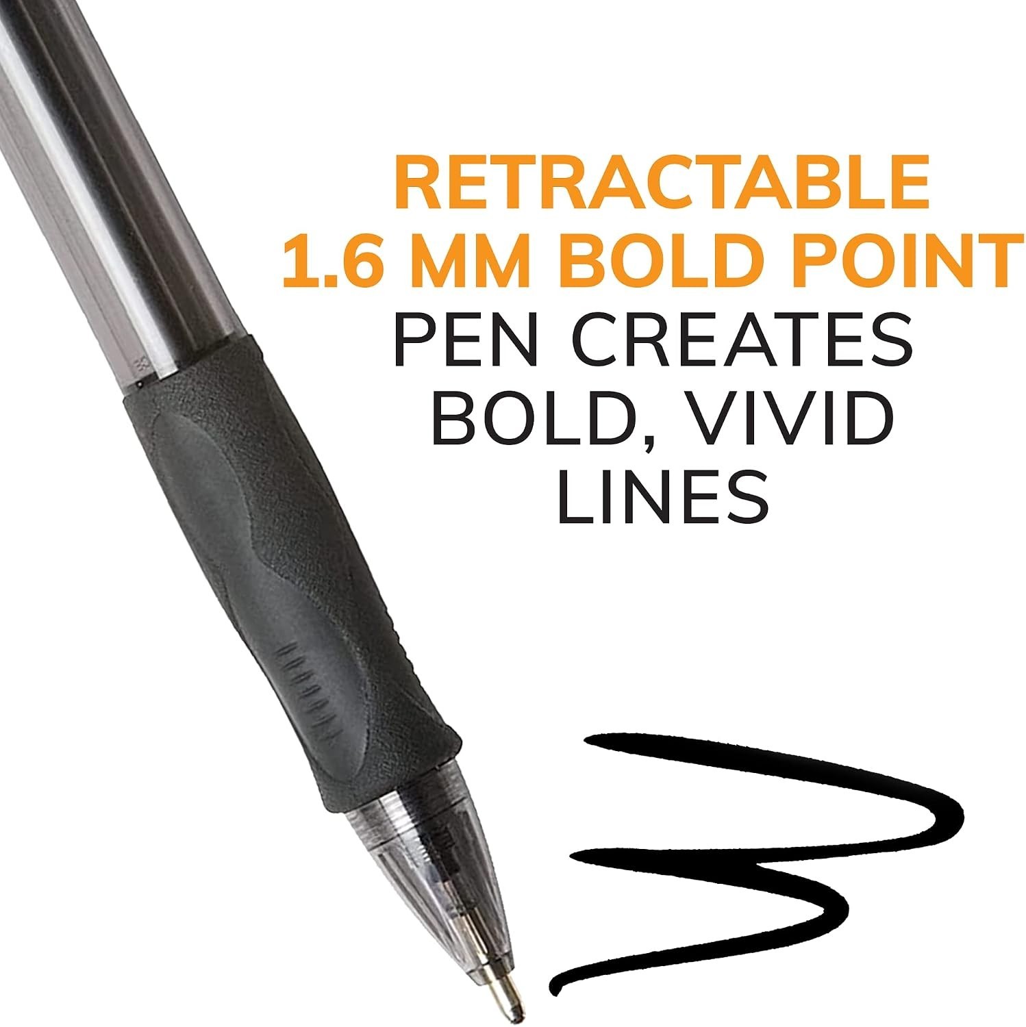 Blue Ballpoint Pens Bold Point 1.6mm 4 Count Pack Retractable Ballpoint Pens
