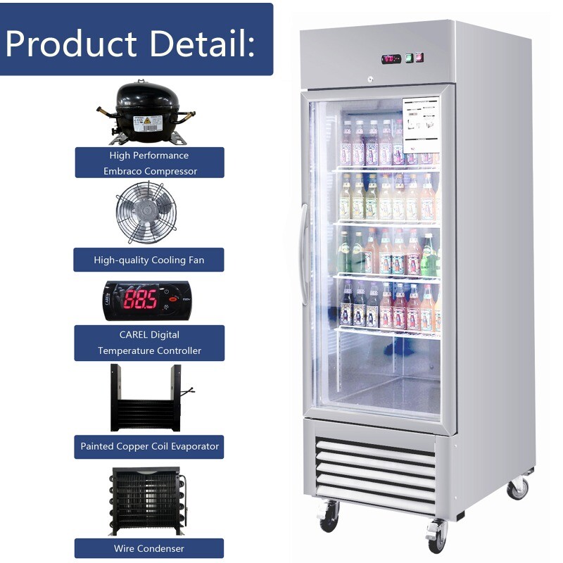 18.7 Cu.ft Commercial Reach-in Refirgerator Stainless Steel Cooling Merchandiser