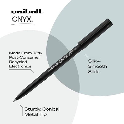 uni-ball ONYX Rollerball Pen, Fine Point (0.7mm), Black, 12 Count