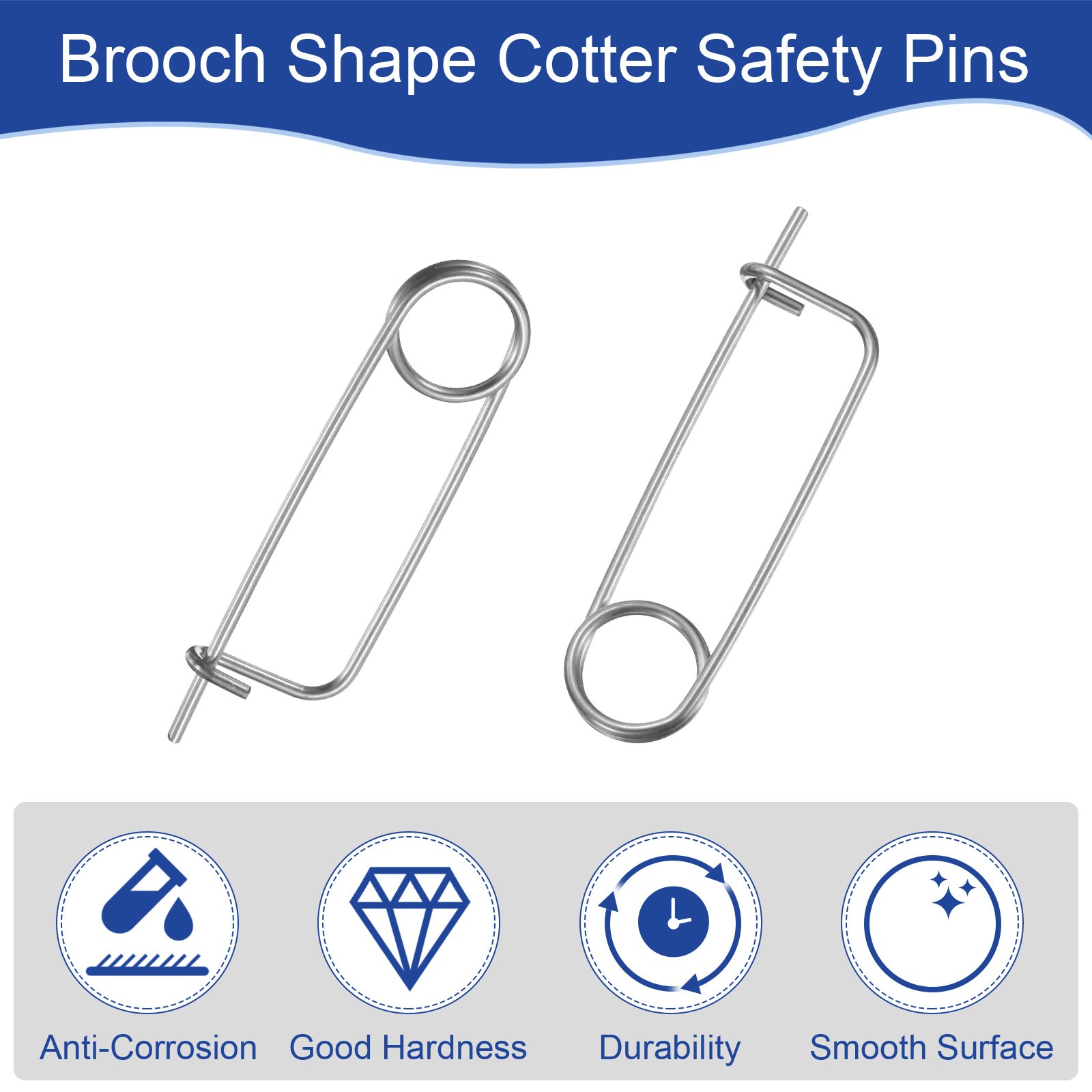 16 Pcs M2 x 75mm Brooch Shape Cotter Safety Pins Steel Quick Lock Fastener