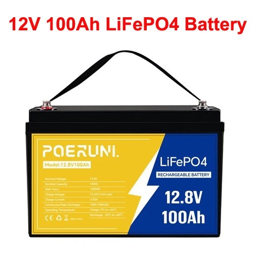 12V 100Ah LiFePO4 Lithium Battery for Solar Home Back Up RV Boat BMS 12.8V