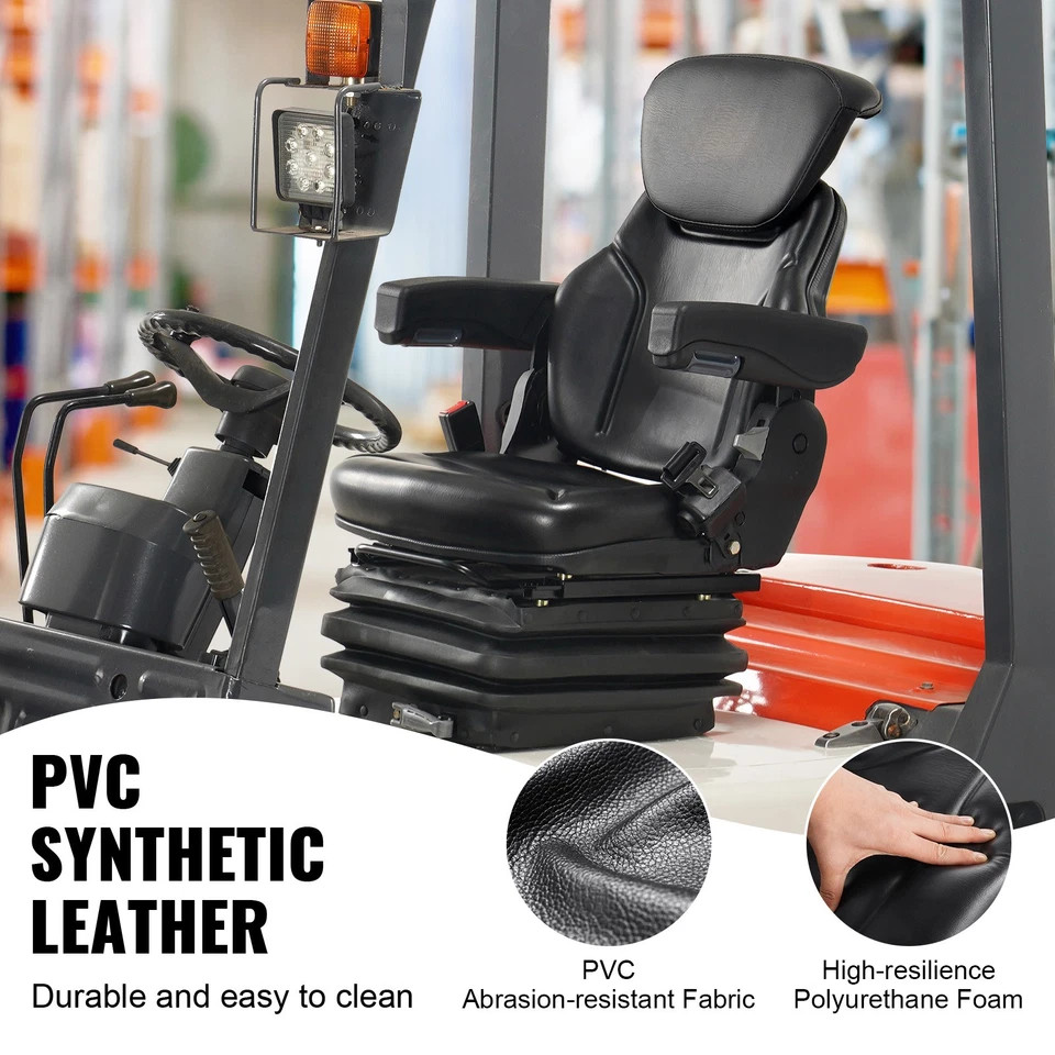 Universal Upgraded Forklift Seat Adjustable Tractor Seat with Seatbelt &Armrests
