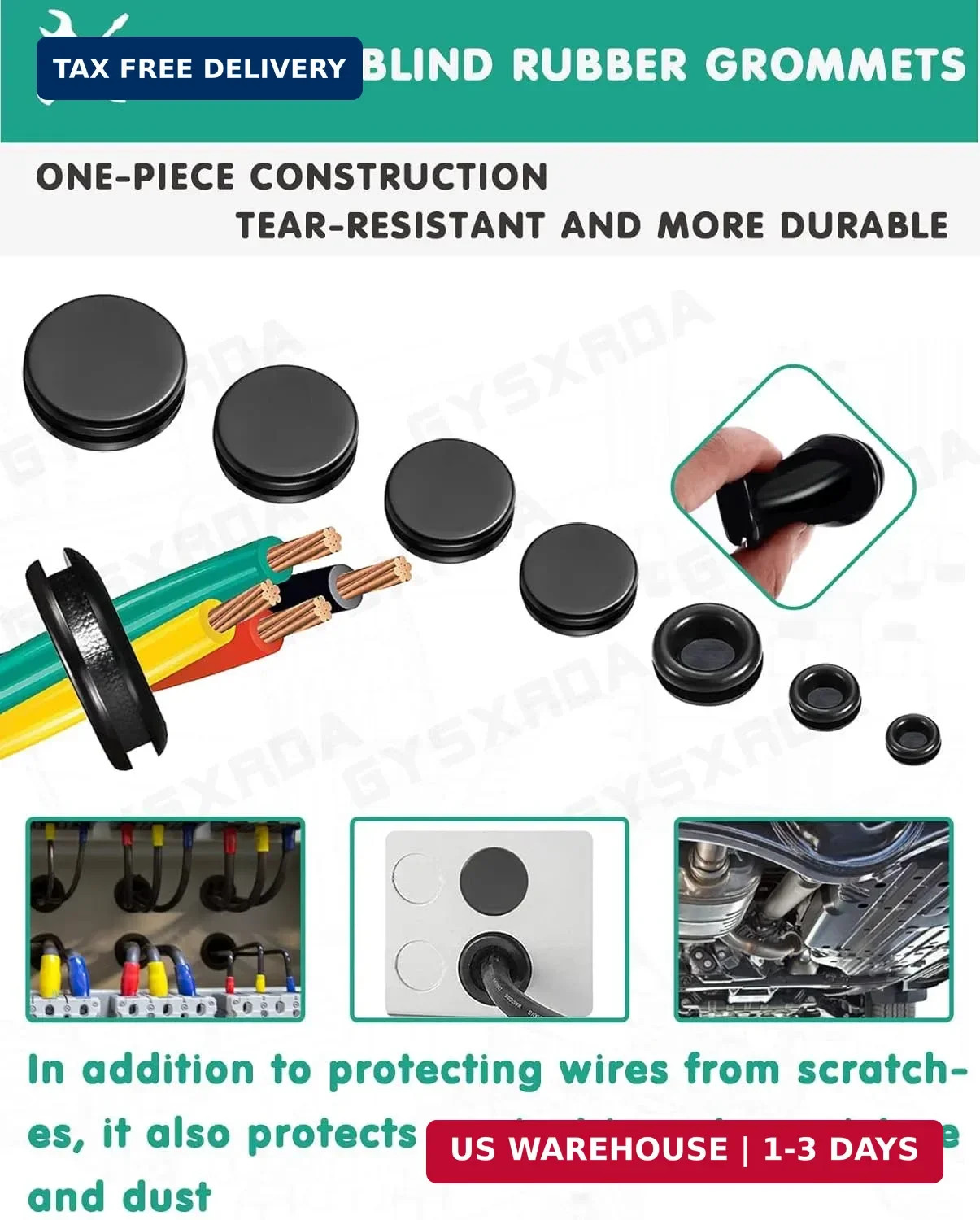 Rubber Grommet Kit 200 Pack – 7 Sizes Firewall Rubber Hole Plugs – Automotive, H