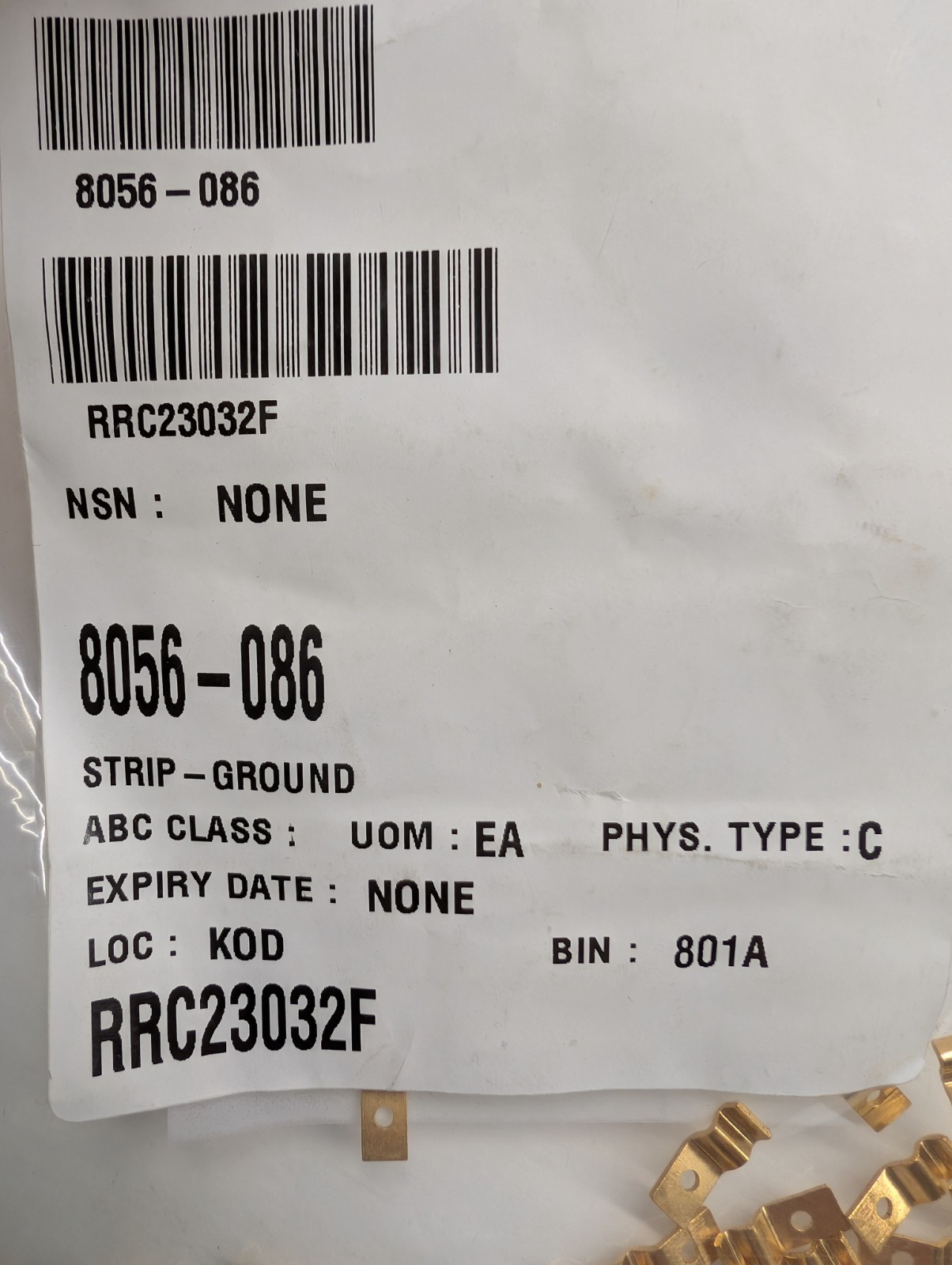 Lot of 18 NOS 8056-086 Ground Grounding Strips Clips Gold Plated