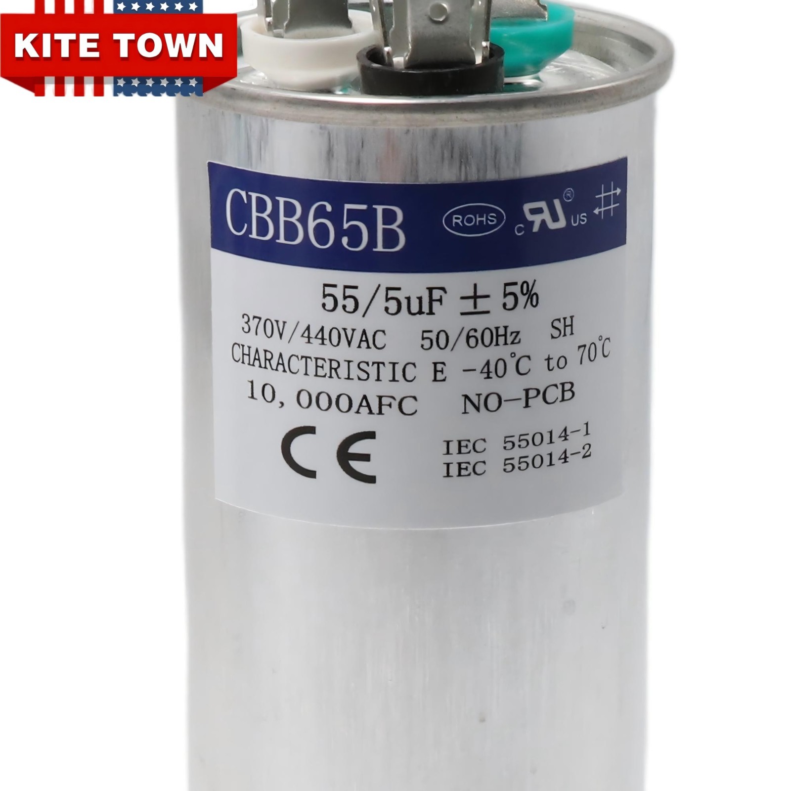CBB65B 55+5 uF ±5% Dual Run Start AC Capacitor 370/440 VAC for AC Condenser