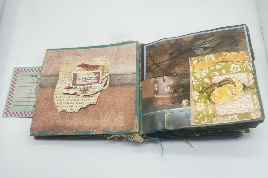 Hand Made Junk Journal 6×5 Thinking Of You Themed Medium Is Brown Paper Bags