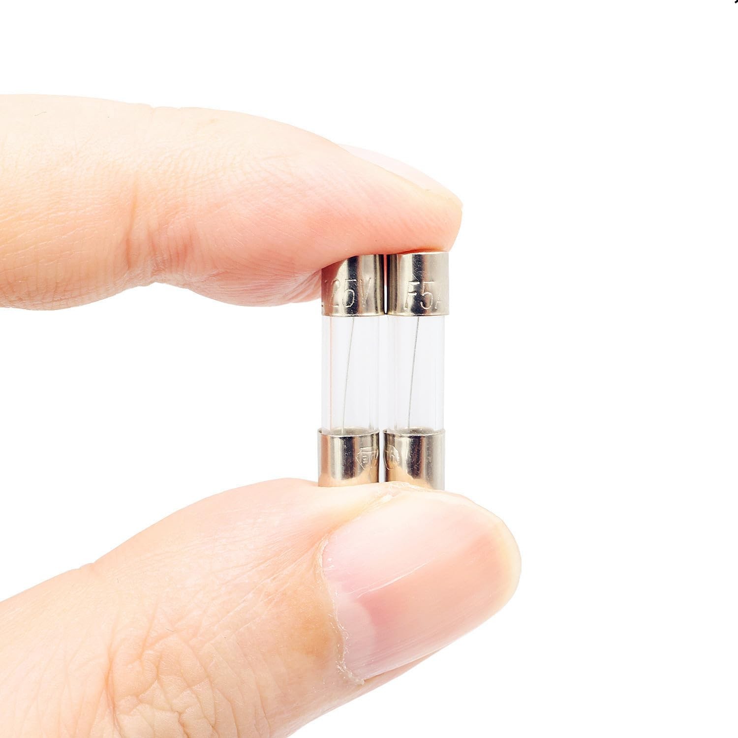 SIXQJZML 10 Pack F5AL Fast-Blow Fuse 5A Max 5 amp 125V Glass Fuses 0.2 x