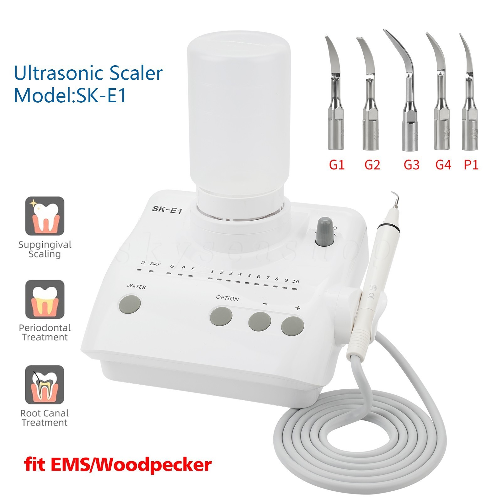 Dental Ultrasonic Scaler & 2 Bottles Fit EMS Cavitron SKYSEA / +Handpiece HW-3H