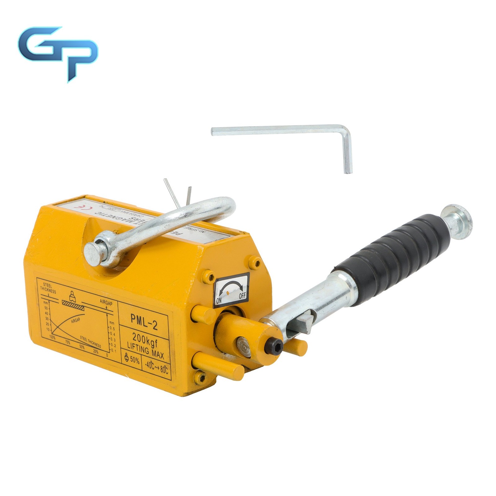 440lbs/200kg Permanent Magnetic Lifter 2.5 Safety Factor Yellow Lifting Magnet