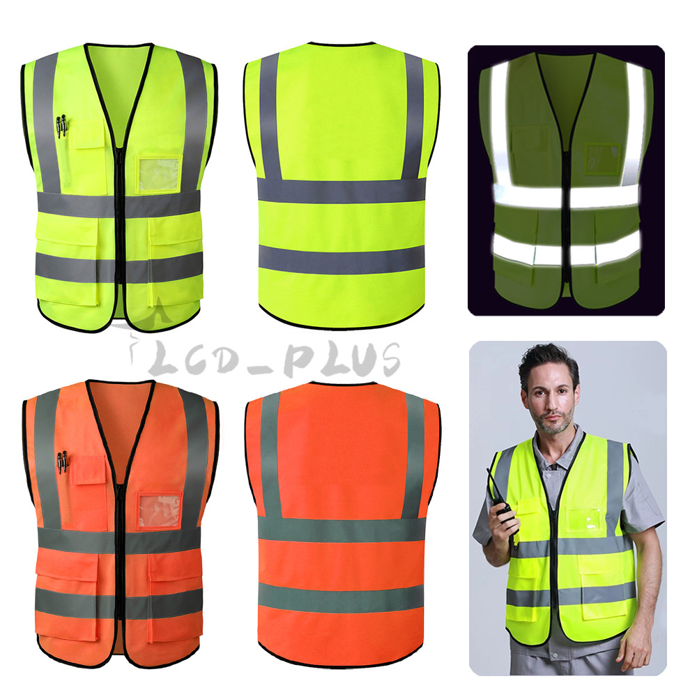 High Visibility Reflective Stripes Safety Vest Construction Site Road Car Work