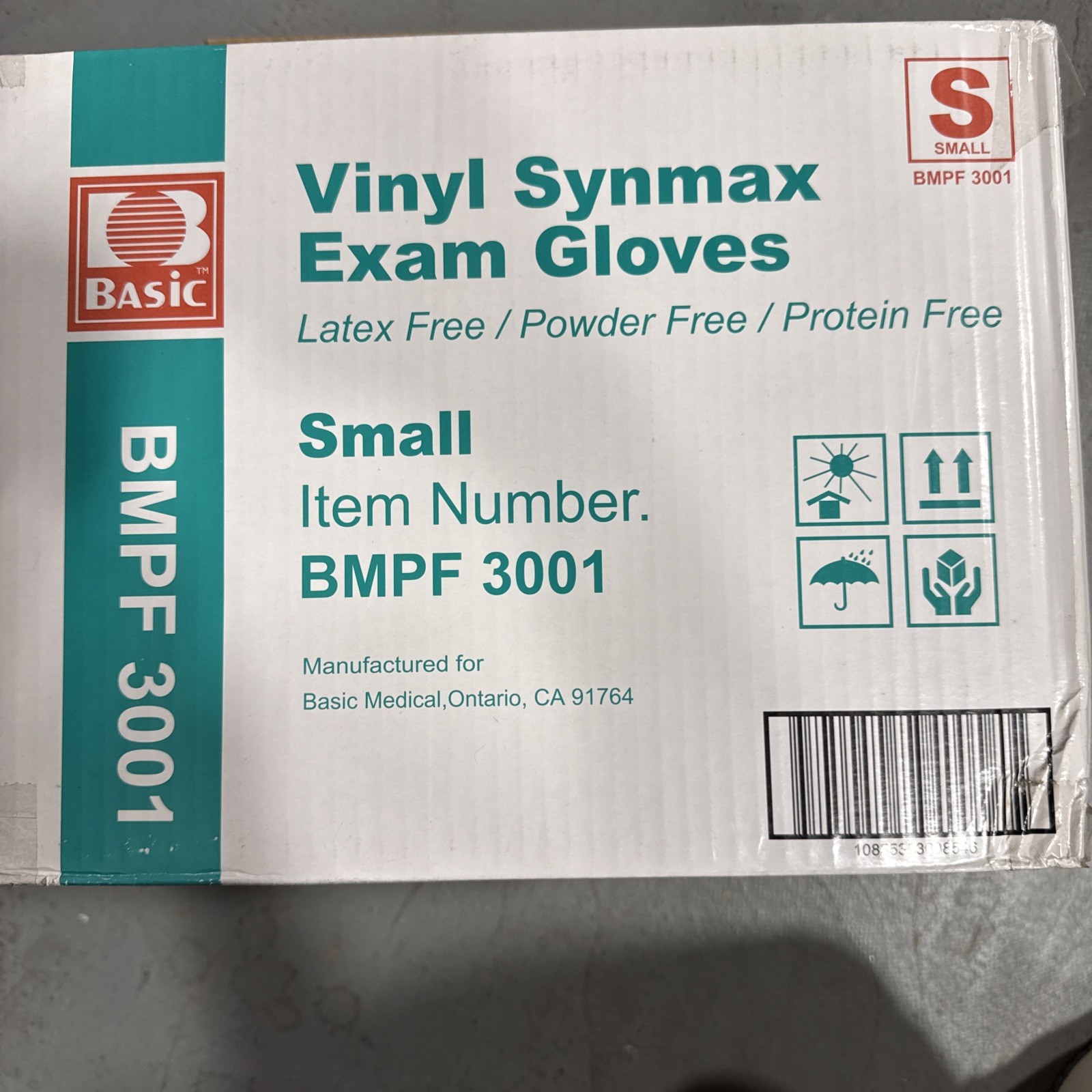 ( LOT OF 2 ) Basic Vinyl Synmax Exam Gloves ( 100 gloves each ) SMALL BMPF3001