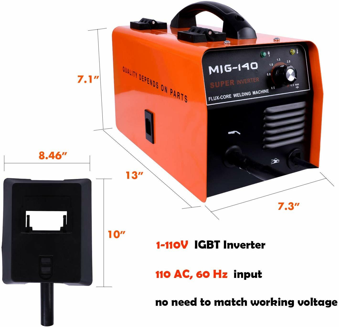 140 MIG Welder AC Flux Core WIre Gasless Automatic Feed Welding Machine w/Mask