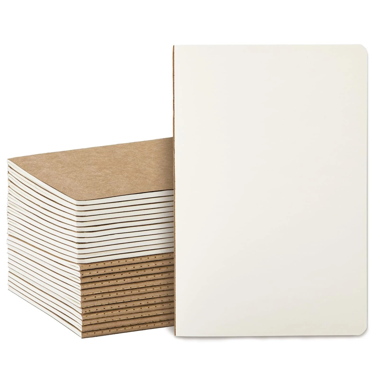 24 Pack Blank Kraft Notebooks A5, Bulk Unlined Composition Journals, 80gsm FS…
