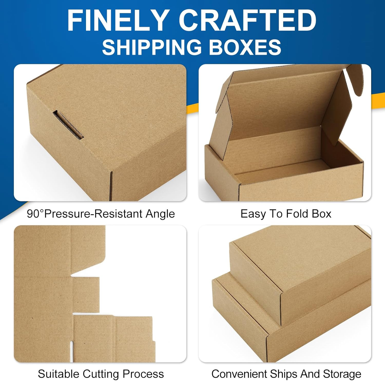 12Pack 4X4X2 Small Shipping Boxes – Brown Corrugated Cardboard Mailer