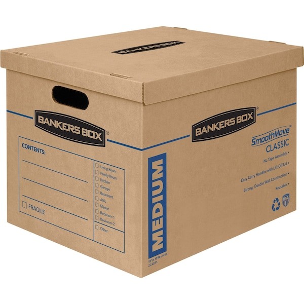 Smoothmove 7717201 14 In X 15 In X 18 In Moving Box, Kraft, Blue Printing,