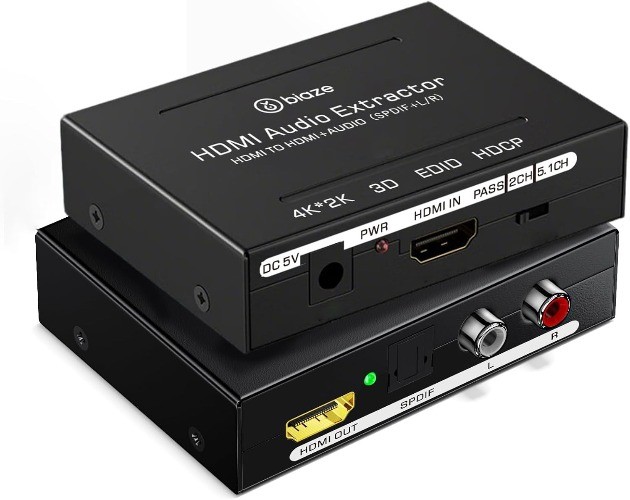 4K HDMI Audio Extractor Converter, HDMI Audio Video Splitter Adapter + Optical