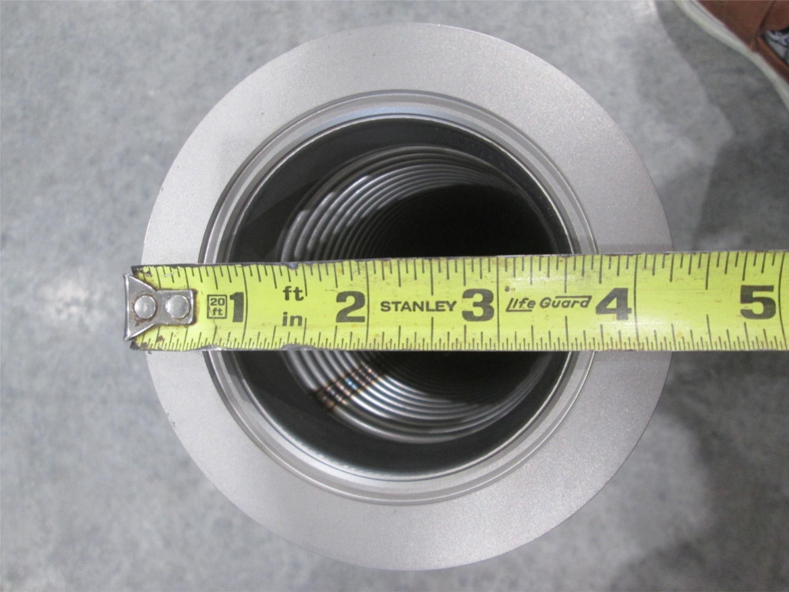 Stainless Steel Formed Bellows Vacuum Pipe / Hose, 19 1/2″L, 107MM Flange, Used