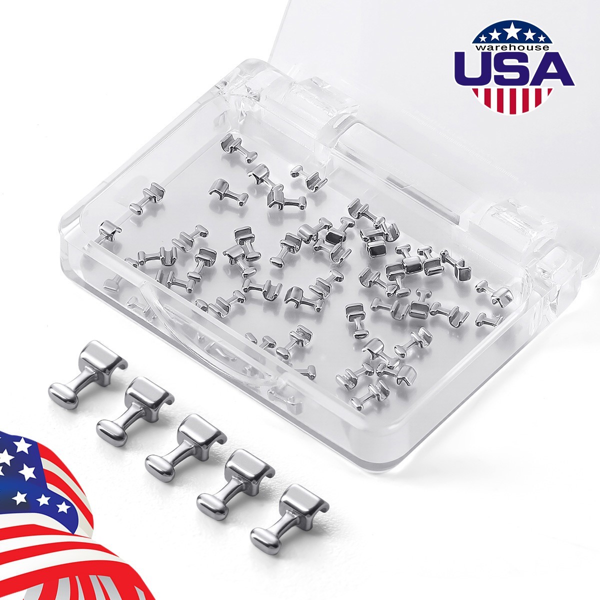 50pcs Dental Ortho Crimpable Hooks Stainless Steel 1.6/1.8/2.1/2.7/3.1/4/5.5/7mm
